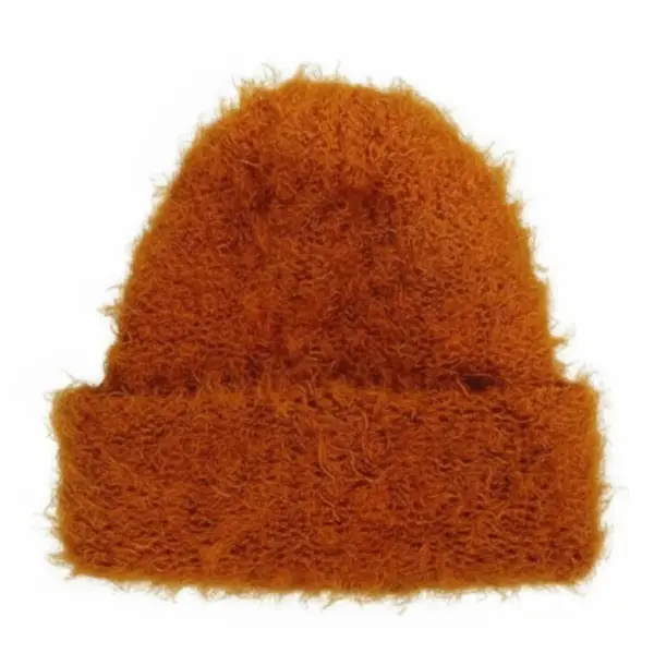 Fuzzy rust orange knitted beanie hat for adults – ONTOPCO
