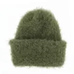 Olive green fuzzy soft knitted beanie, adult one size, soft elastic fit, ONTOPCO winter hat