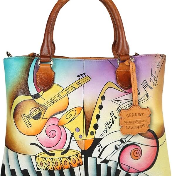 Hand-Painted Leather Satchel Bag for Women