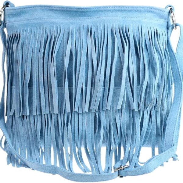 Womens Suede Fringe Shoulder Bag