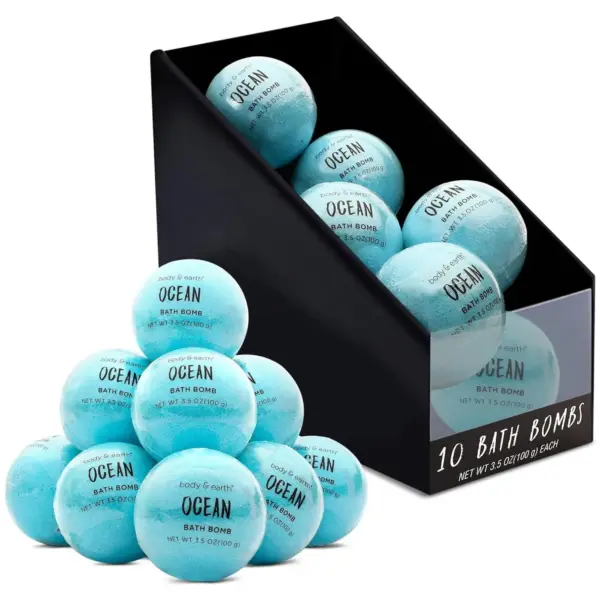 Body & Earth "Ocean" Bath Bomb Set (10 Pack) – Refreshing Spa Experience at Home