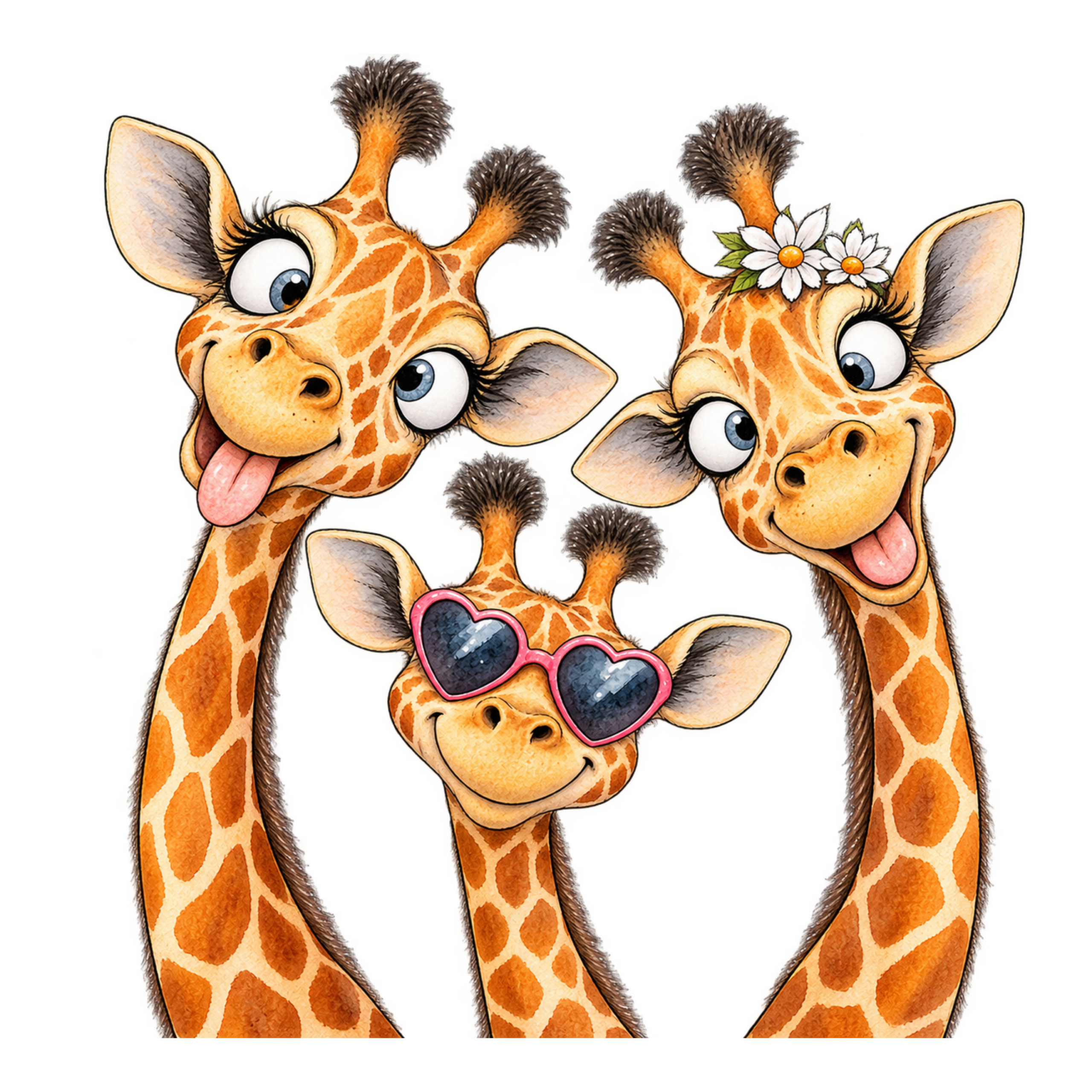 Watercolor Giraffe Trio Family Clipart Free Download
